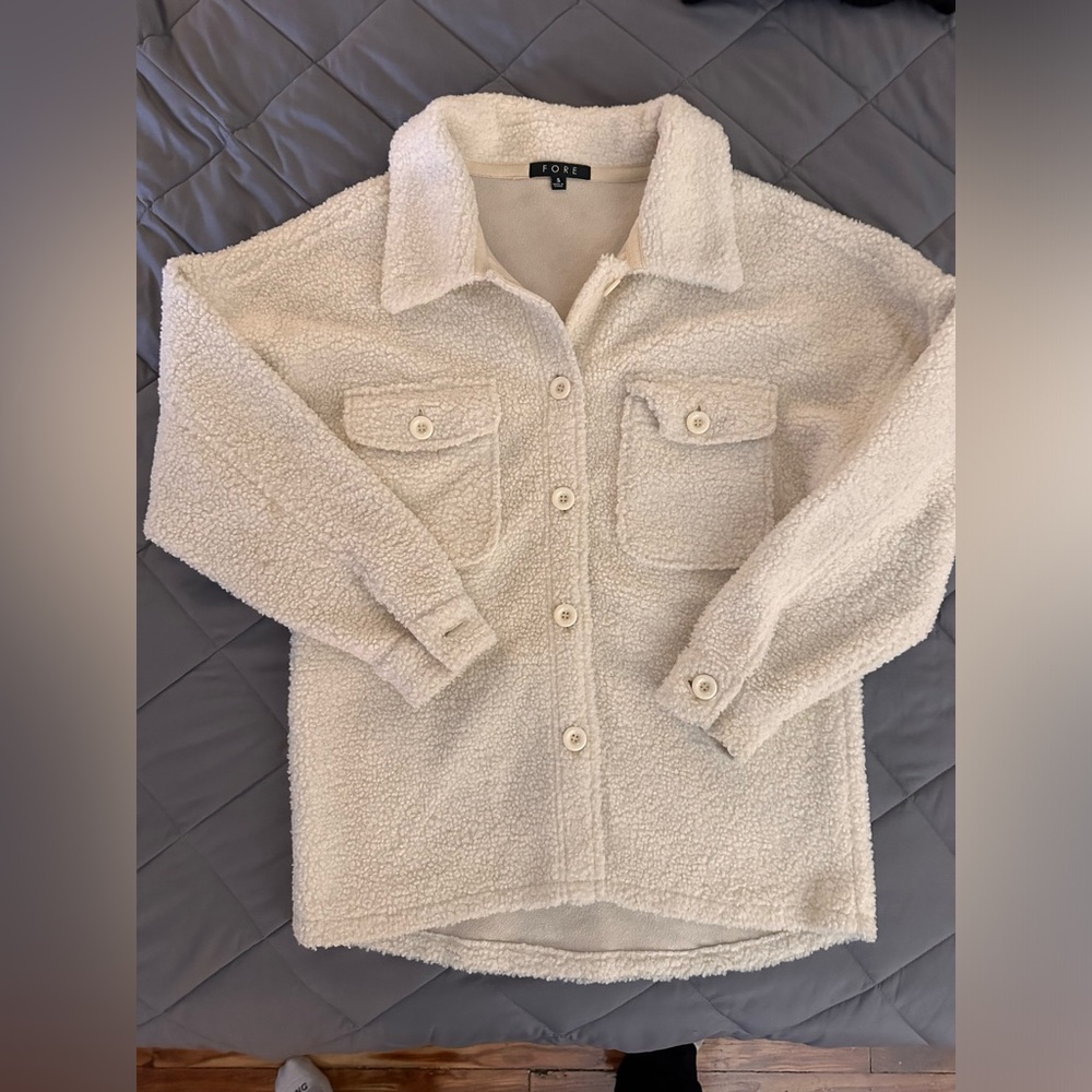 Cream sherpa / fleece jacket / coat